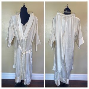 Vintage Victoria’s Secret Gold Label 3 Piece Sleep Set Robe Pants Top Size Small